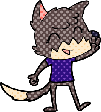 Bir insan tarafından çizilmiş mutlu çizgi film tilkisi.