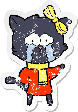 Bir insan tarafından çizilmiş karikatür bir kedinin sıkıntılı çıkartması.