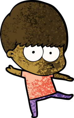 Bir insan tarafından çizilmiş sinirli çizgi film çocuğu.