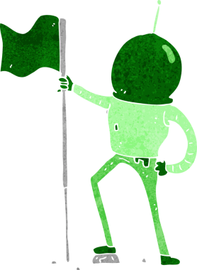 Bir insan tarafından çizilmiş bir astronot bayrağı.