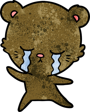 Bir insan tarafından çizilmiş ağlayan çizgi film ayısı.