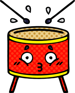 bir insan tarafından çizilmiş bir davul karikatürü.