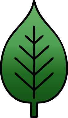 Bir insan tarafından çizilmiş yeşil yaprağın gölgeli çizgi filmi.