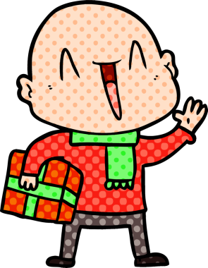 Bir insan tarafından çizilmiş mutlu, kel adam.