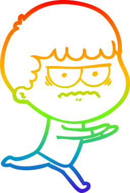 Gökkuşağı gradyan çizgi çizimi Bir insan tarafından çizilmiş rahatsız bir adam