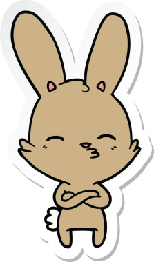 Bir insan tarafından çizilmiş meraklı bir tavşan karikatürü.