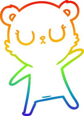 Bir insan tarafından çizilmiş barışçıl bir ayının gökkuşağı gradyanı çizimi