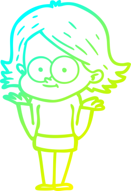 Bir insan tarafından çizilmiş mutlu çizgi film kızı çizimi.