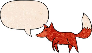 Konuşma baloncuğu olan bir karikatür kurdu insan tarafından çizilmiş.