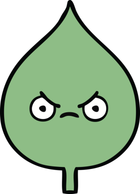 Bir insan tarafından çizilmiş dışavurumsal yaprağın sevimli karikatürü.