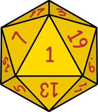 Retro Dövme Biçimi Doğal 1D20 zar bir insan tarafından çizildi