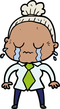 Bir insan tarafından çizilmiş ağlayan yaşlı kadın çizgi filmi.