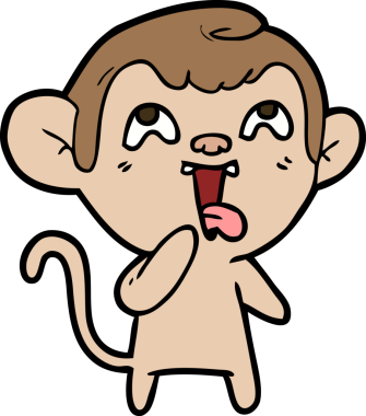 Bir insan tarafından çizilmiş çılgın çizgi film maymunu