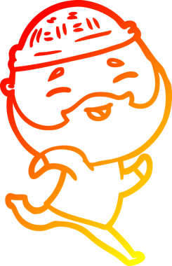 Bir insan tarafından çizilmiş mutlu sakallı bir adamın çizgi çizimi.