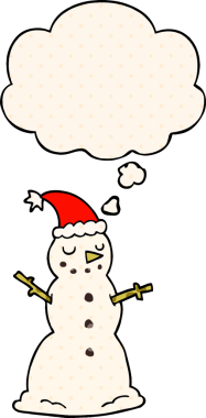 Kardan adam çizgi roman tarzında bir insan tarafından çizilmiş düşünce balonuyla