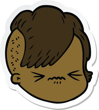 Bir insan tarafından çizilmiş karikatür kadın yüzü çıkartması.