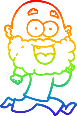 Çizgi film çizen gökkuşağı gradyanı çizen çılgın, mutlu, sakallı adam bir insan tarafından çizilmiş.