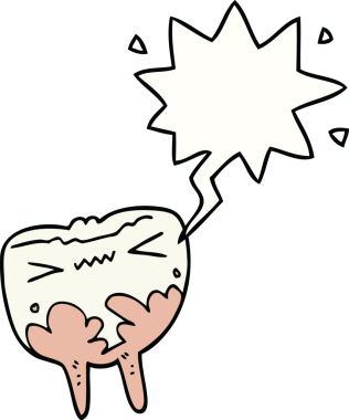 Bir insan tarafından çizilmiş, kötü dişli bir çizgi film.