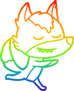 Gökkuşağı gradyan çizgisi, bir insan tarafından çizilmiş dost bir kurt çizgi karakteri.