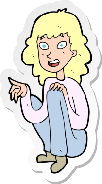 Bir insan tarafından çizilmiş mutlu bir kadının çıkartması.