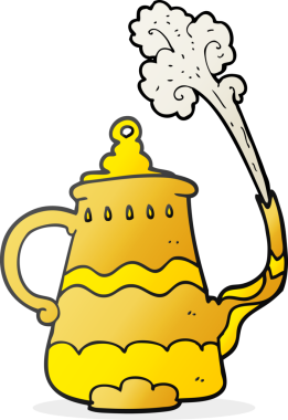 Bir insan tarafından çizilmiş el yazısıyla çizilmiş süslü kahve demliği.