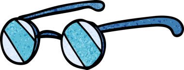 Bir insan tarafından çizilmiş yuvarlak gözlük.