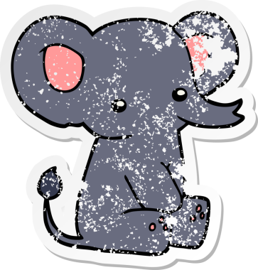 Bir insan tarafından çizilmiş karikatür filinin sıkıntılı çıkartması.