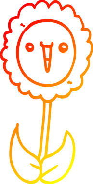 Bir insan tarafından çizilmiş karikatür çiçeğinin sıcak çizgi çizimi