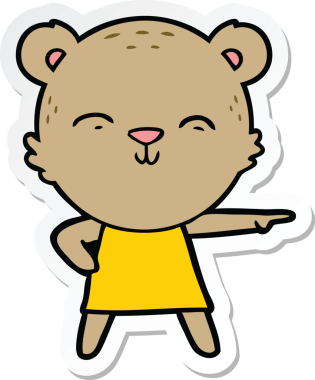 Bir insan tarafından çizilmiş mutlu çizgi film ayısının çıkartması.