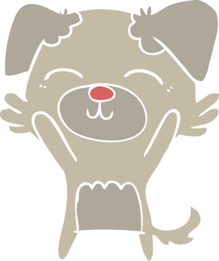 Bir insan tarafından çizilmiş düz renkli çizgi film köpeği.