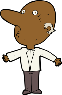 Bir insan tarafından çizilmiş kafası karışmış orta yaşlı bir adam.