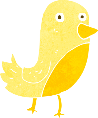 Bir insan tarafından çizilmiş sarı kuş çizgi filmi.