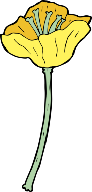 Bir insan tarafından çizilmiş karikatür çiçeği