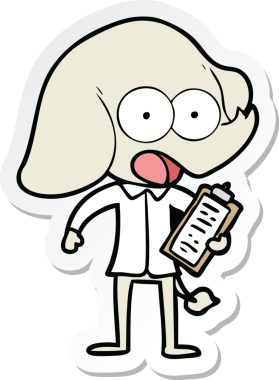 Bir insan tarafından çizilmiş şirin bir fil çıkartması.