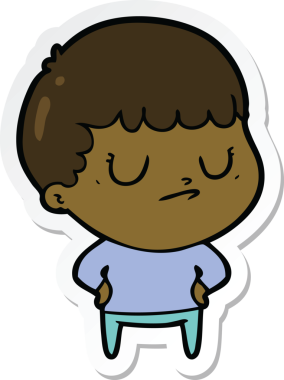 Bir insan tarafından çizilmiş huysuz bir çocuğun çıkartması.