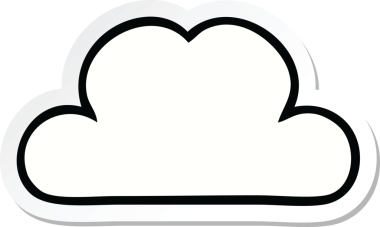 Bir insan tarafından çizilmiş şirin beyaz bulut etiketi.