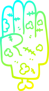 Bir insan tarafından çizilmiş bir zombi elinin soğuk çizgi çizimi.