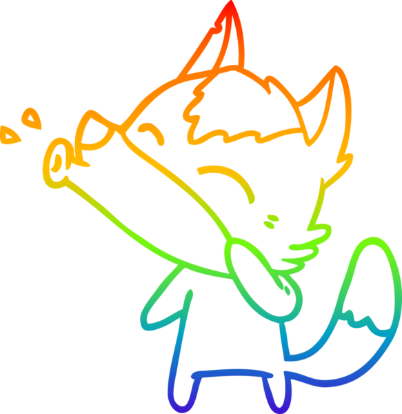 Uluyan bir kurt çizgi filminin gökkuşağı gradyanı insan tarafından çizilmiş.