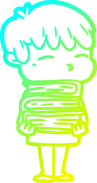 Bir çizgi film karakteri çizen soğuk gradyan bir insan tarafından çizilmiş meraklı çocuk.