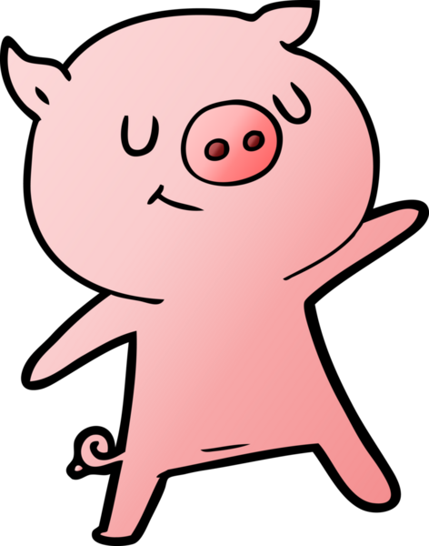 Bir insan tarafından çizilmiş mutlu domuz çizimi.