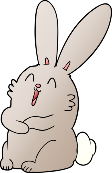 Bir insan tarafından çizilmiş gülen tavşan çizgi filmi.