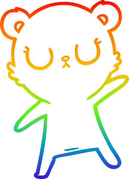 Bir insan tarafından çizilmiş barışçıl bir ayının gökkuşağı gradyanı çizimi