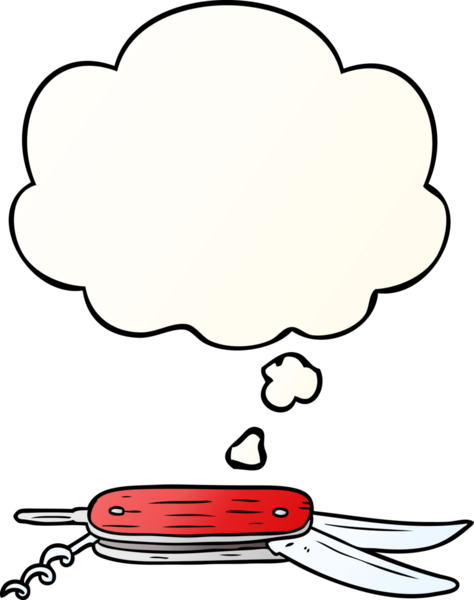 Düşünce baloncuğu olan çizgi film çakısı bir insan tarafından çizilmiş.