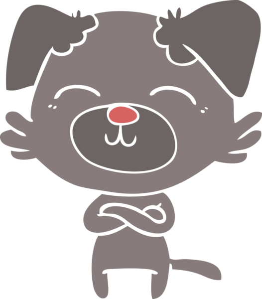 Bir insan tarafından çizilmiş düz renkli çizgi film köpeği.