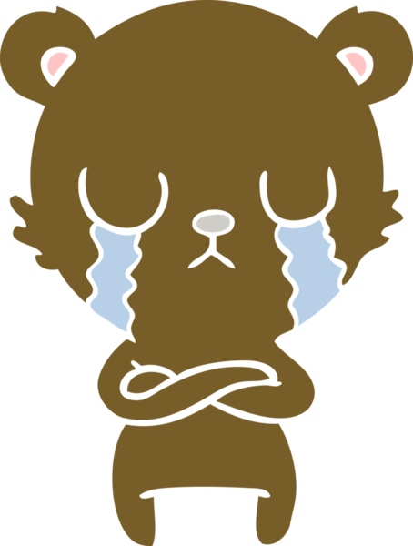 Bir insan tarafından çizilmiş düz renkli çizgi film ayısı.