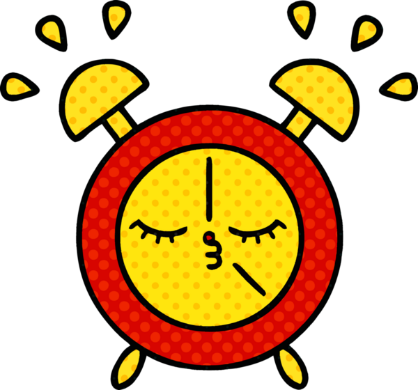 bir insan tarafından çizilmiş bir çalar saatin çizgi roman tarzı