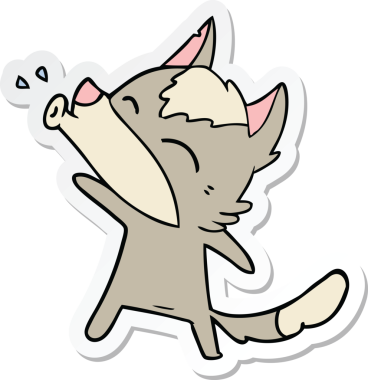 Bir insan tarafından çizilmiş uluyan kurt çizgi filminin çıkartması.