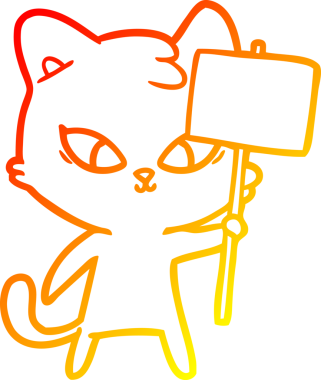 Bir insan tarafından çizilmiş sevimli bir çizgi film kedisinin sıcak çizgi çizgisi.