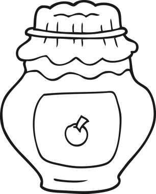 Bir insan tarafından çizilmiş siyah beyaz bir kavanoz reçel.