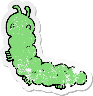 Bir insan tarafından çizilmiş karikatür tırtılının sıkıntılı çıkartması.